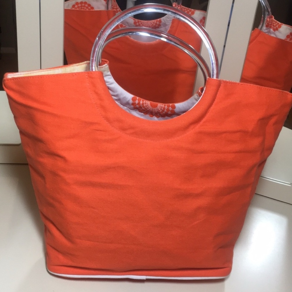 Nordstrom NWOT Orange Tote Bag with Clear Handles